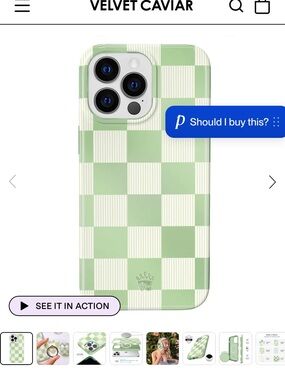 Velvet Caviar limited edition, pistachio Green & Cream Checkered Phone Case